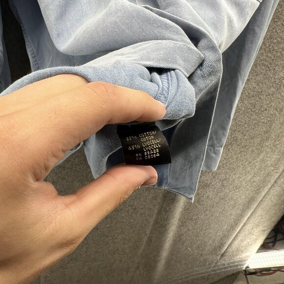 Bugatchi Uomo Shirt Mens Large Blue Lyocell Cotton Button Up Casual Long Sleeve - Picture 4 of 9